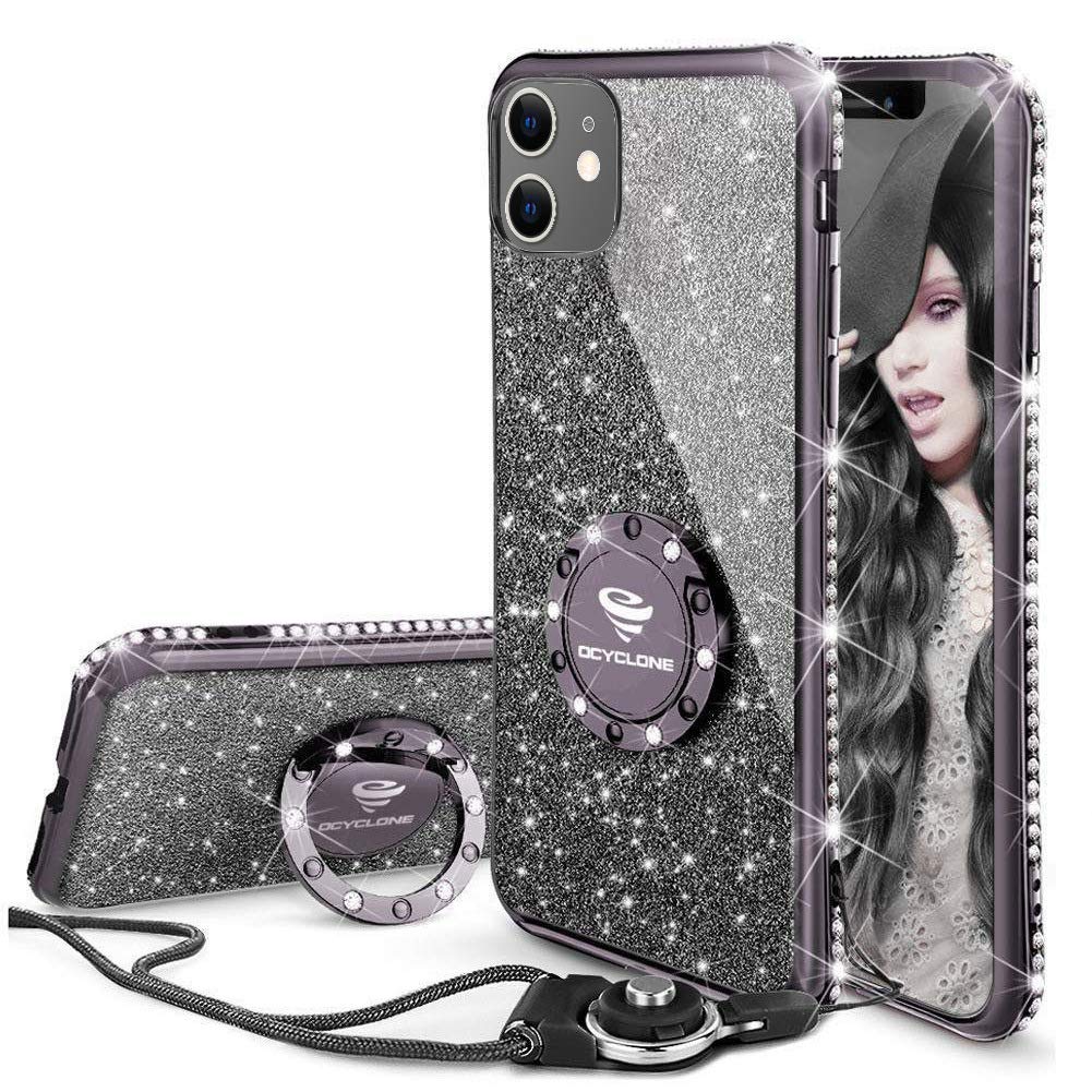 Amazon.co.jp: OCYCLONE キラキラ iPhone11 ケース [ストラップ +